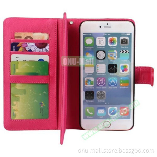 Top Grade Multifunctional Flip Wallet Leather Case for iPhone 6 Plus 5.5 Inch with Card Holder and Lanyard